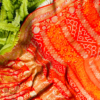 Orange Banarasi Georgette Rai Bandhani Saree - Image 9