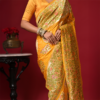 Mango Yellow Banarasi Bandhani Georgette Saree - Image 4