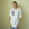 White Shirt with Artistic Face Embroidery