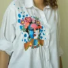 White Shirt with Artistic Face Embroidery - Image 2