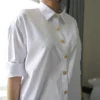 White Shirt with Gold Ornate Buttons - Image 2